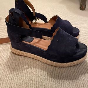 Chloe navy suede ankle strap espadrilles